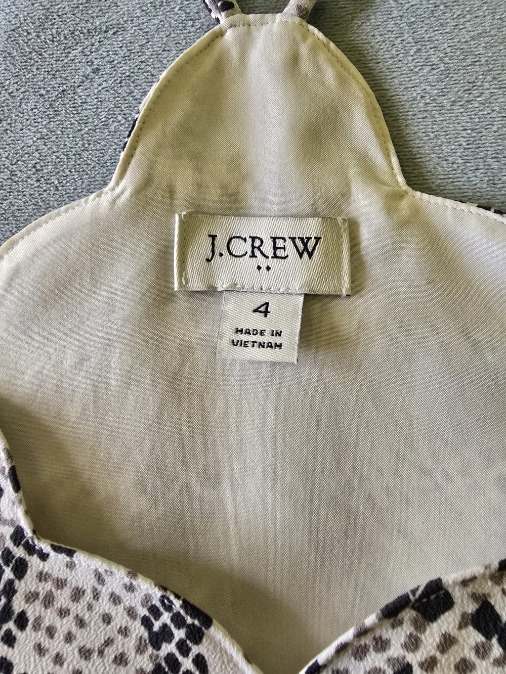EUC J. Crew Black/Gray and Cream Snake-Print Cami w/Adjustable Straps, Size 4